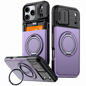 iPhone 12 Pro: Luxus-Brieftaschenhülle Stoßfeste Panzerhülle mit Kartenfach und Ständer