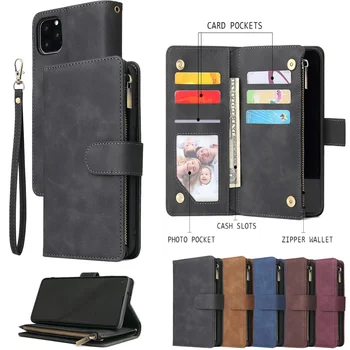 IPhone 17 Pro: Premium-Leder-Brieftaschen-Hülle Reißverschluss-Brieftaschen-Kartensteckplätze Magnetische