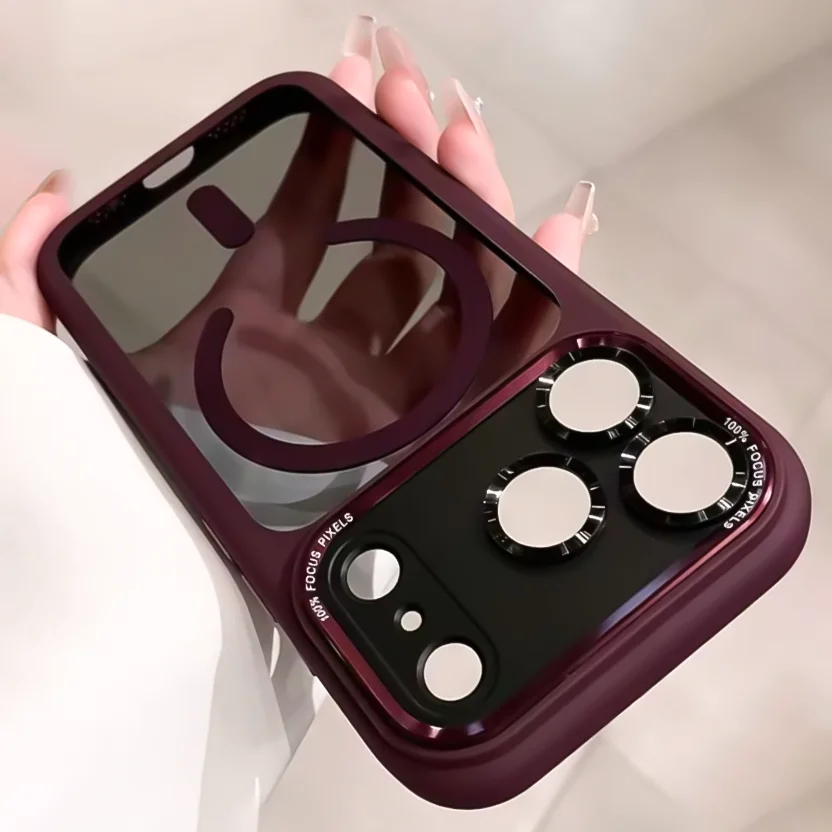 iPhone 13: Transparente Metall-Kamera-Stoßstangenhüllen für Magsafe magnetische klare Telefonabdeckung