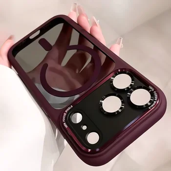 IPhone 16 Pro: Transparente Metall-Kamera-Stoßstangenhüllen für Magsafe magnetische klare Telefonabdeckung