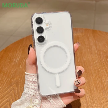 Galaxy A55: Magnetische Lade-Handyhülle Klare Acryl-Schutzhülle Schlank und Stoßfest