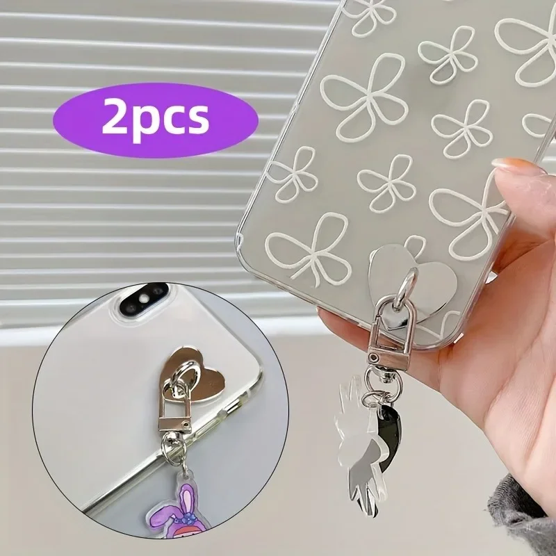 2Pcs Metall Herzförmige Telefon Charme Halter Liebe Herz Telefon Finger Ring Selbstklebende Handy Zurück Ständer Haken – Bild 6