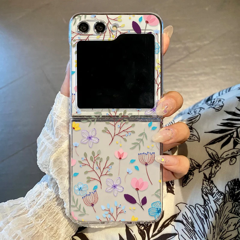 Galaxy Z Flip7: Luxuriöse Handyhülle mit Blumen- und Pflanzenmuster Flip7 Flip6, Hartschalen-Flip-Cover