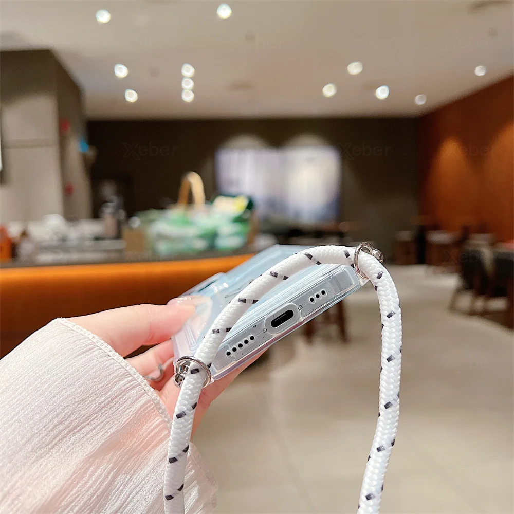 Umhängetasche Lanyard Halskette Kordel Slot Kartentasche Klare Handyhülle Soft Cover – Bild 6