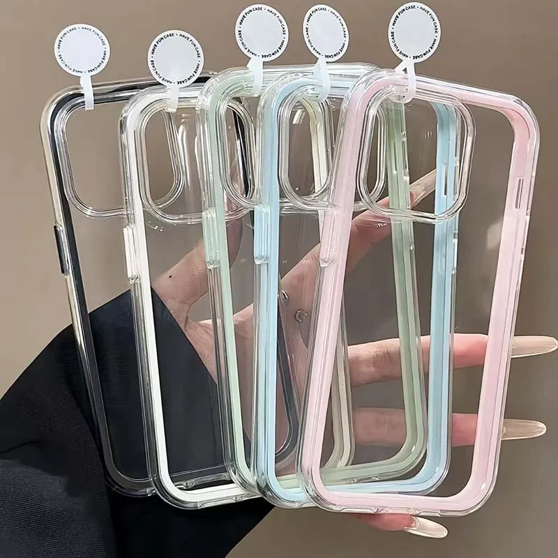Luxus Candy Farbe Rahmen Klare Rückseite Telefon Fall Acryl Stoßfest Stoßstange Abdeckung – Bild 2