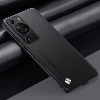 Huawei P60 Pro: Luxus Pu Ledertasche Rückseite matt Silikon Voll schutz Handy hülle Art P60Pro Coque