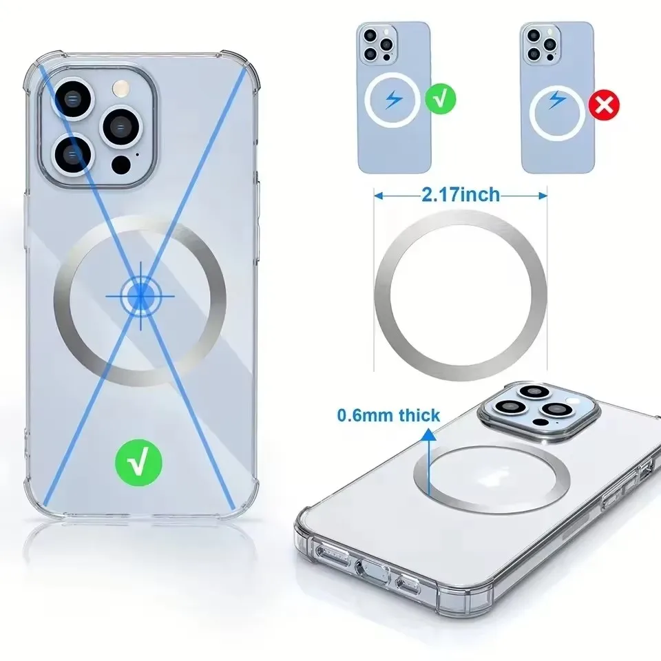 10 Stück für Magsafe Magnetische Plattenringe Universelle Aufkleber Unterstützen Kabelloses Laden Metallplatte für – Bild 5