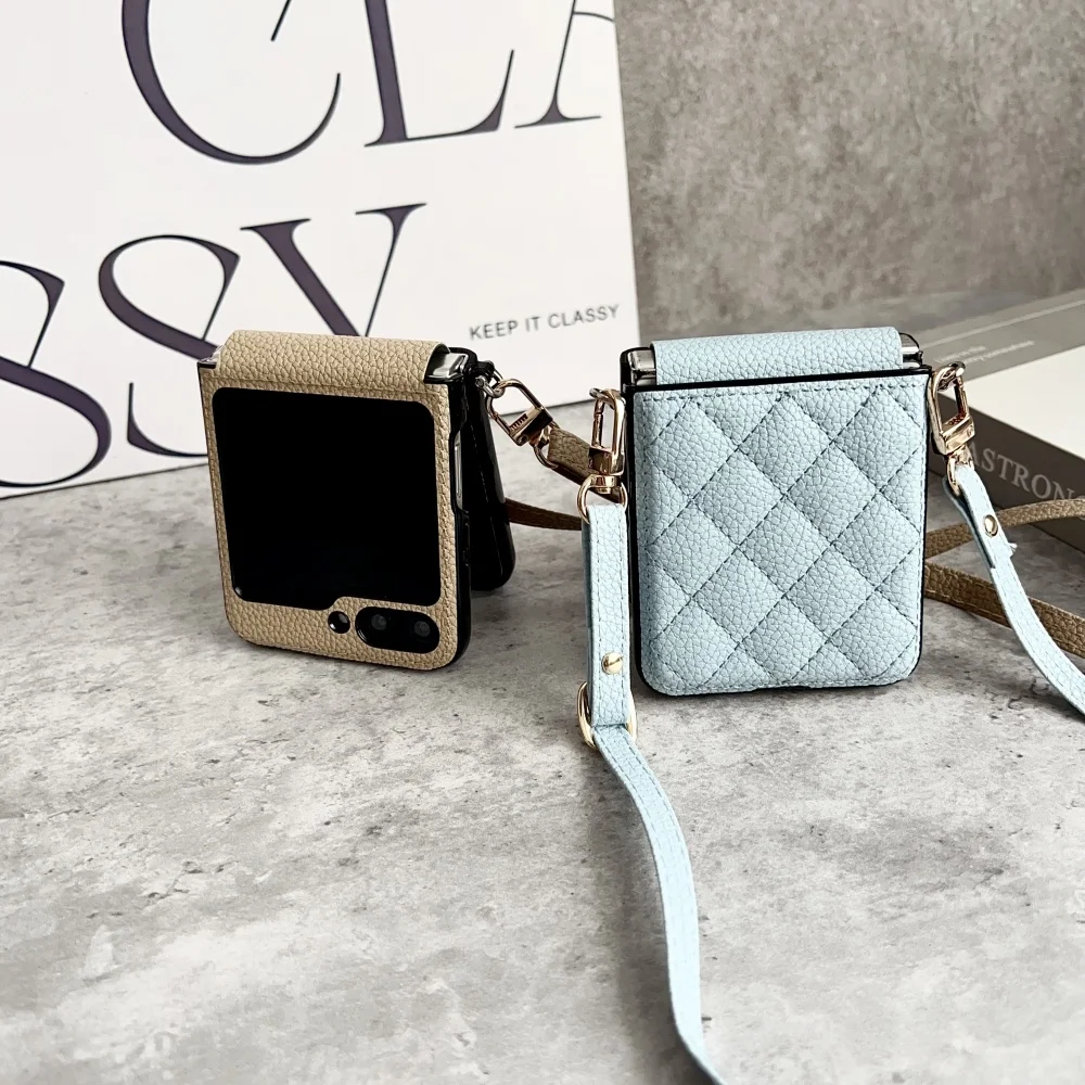 Mode 3D Grid Muster PU Leder Telefon Fall Flip6 7FE Crossbody Lange Lanyard Abdeckung – Bild 4