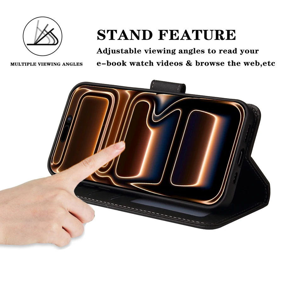 Brieftasche hautfreundlich mit Kartensteckplatz Halterung magnetische Flip Case Abdeckung – Bild 3