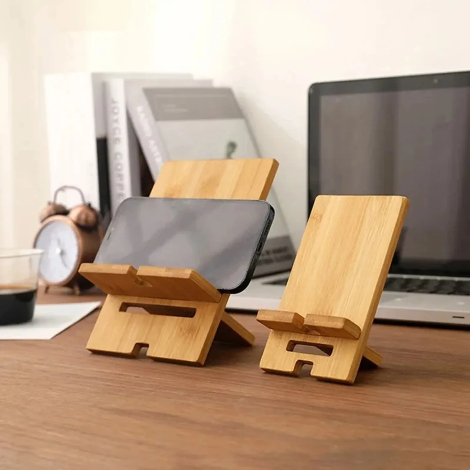 Desktop-Handyhalterung aus Bambus, Praktischer Holz-Smartphone-Ladeständer, Kreativer Multifunktionaler Lazy Stand – Bild 5