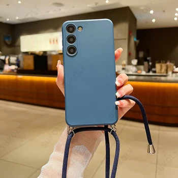 Galaxy S23: Crossbody-Hülle mit Trageband, weiche Schutzhülle, Flüssigsilikonhülle