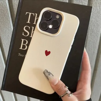 iPhone 16: Einfache rote Liebesherz-weiche TPU-Telefonhülle -Abdeckung -Hüllen