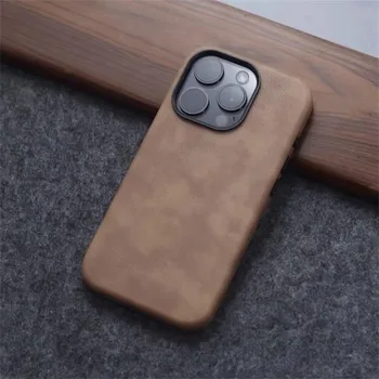 iPhone Air: Retro Crazy Horse Leder MagSafe Hülle Einfache Ledertextur Magnetische Handyhülle