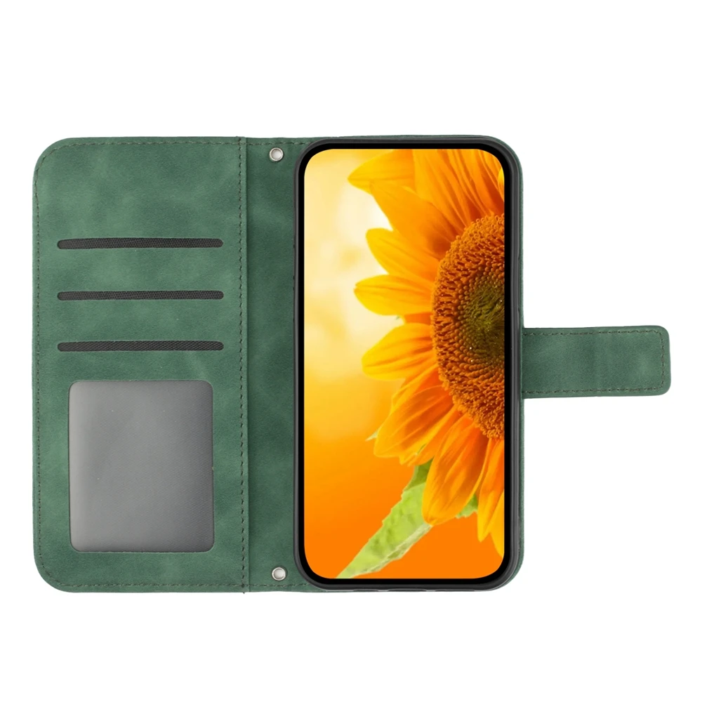 Funda iPhon 14 Wallet Flip Phone Case Hüllen Sonnenblumen Leder Back Cover Frauen – Bild 3