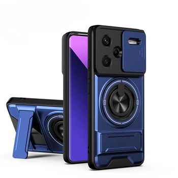 Redmi Note 14 5G: Objektiv-Slide-Kamera-Telefonhülle Magnetischer Auto-Ring-Halter Ständer Hard Cover