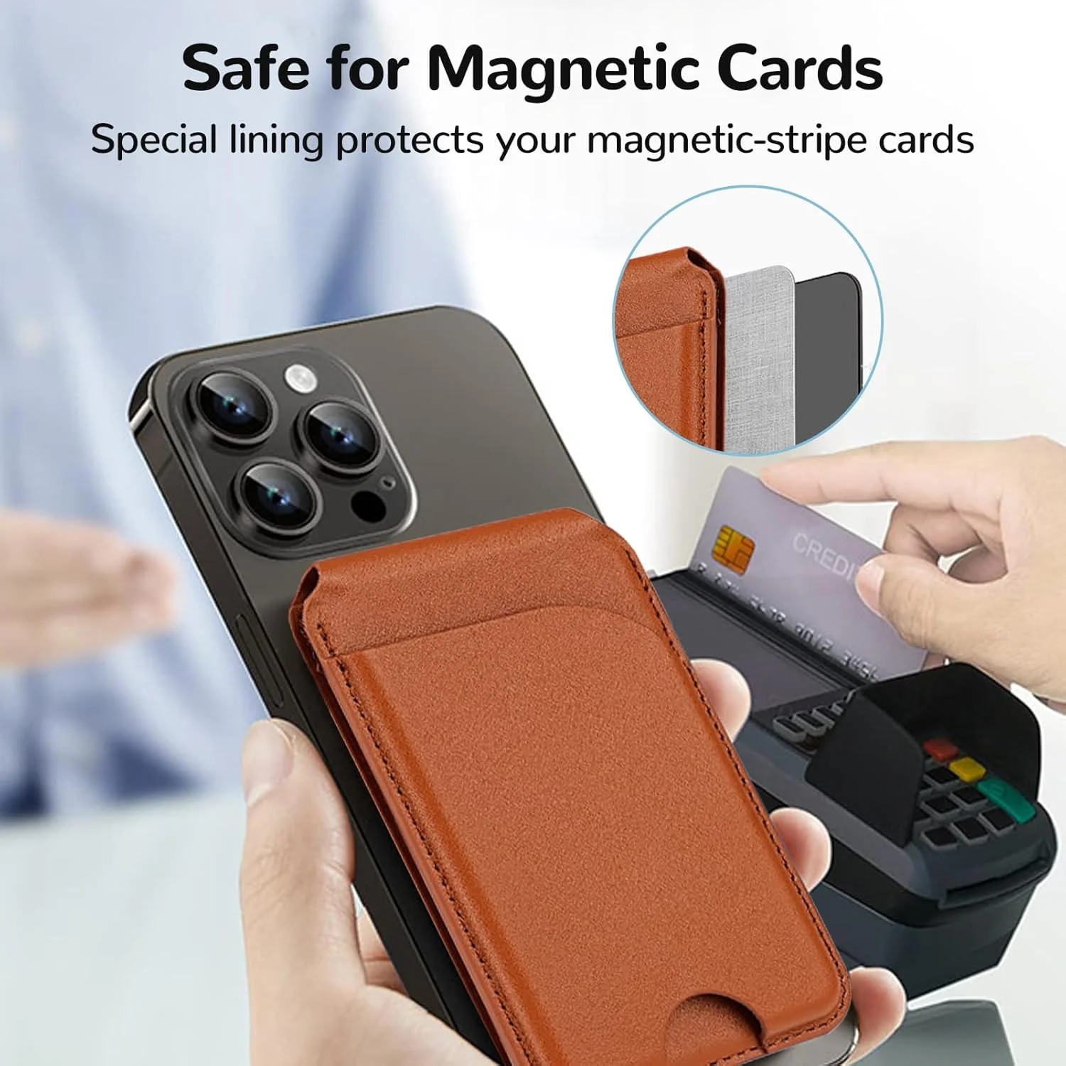 Magnetische Geldbörse für Mag-Safe mit Verstellbarem Ständer, Kartenhalter, RFID-Blockierung, Verbesserte – Bild 2