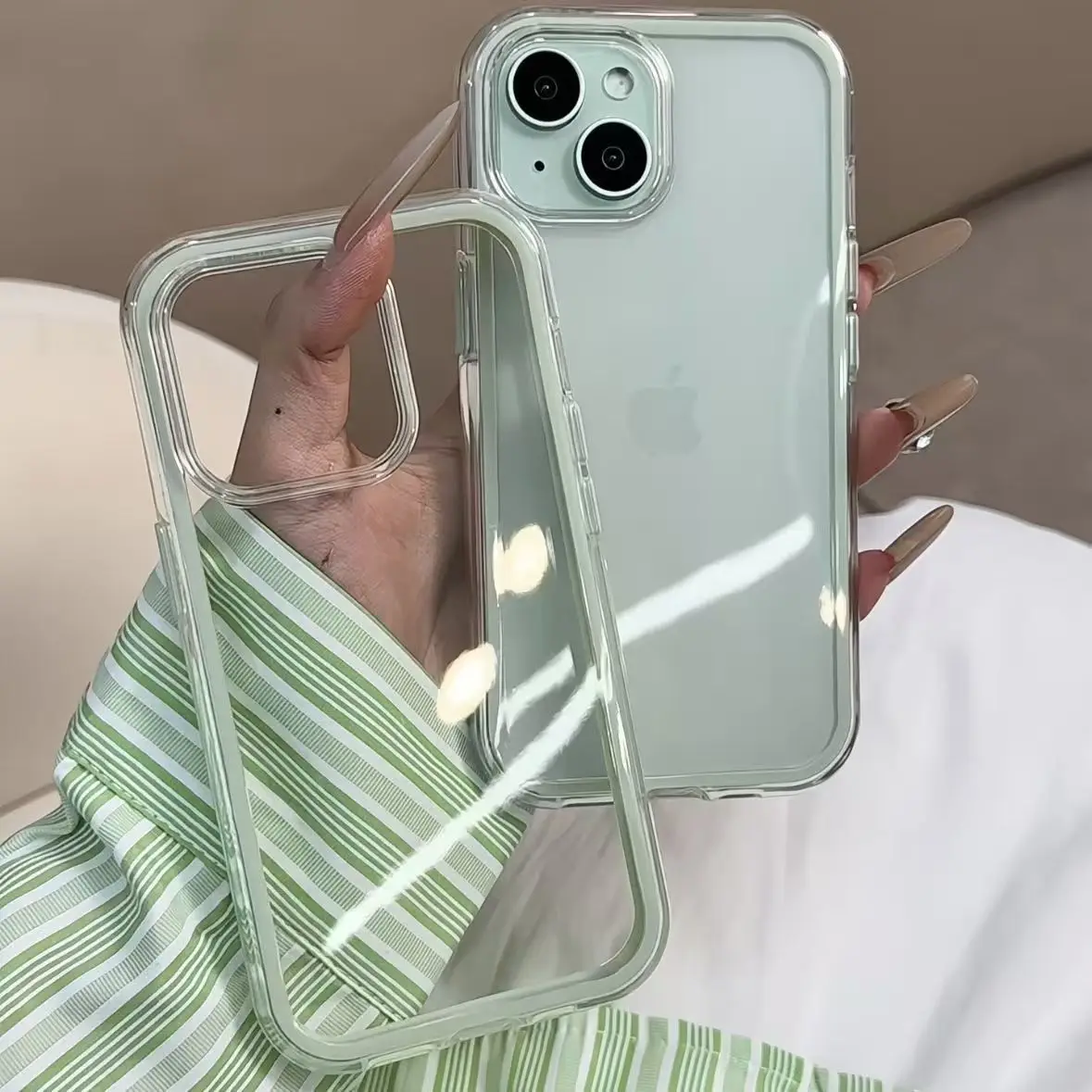 Luxus Candy Farbe Rahmen Klare Rückseite Telefon Fall Acryl Stoßfest Stoßstange Abdeckung – Bild 4