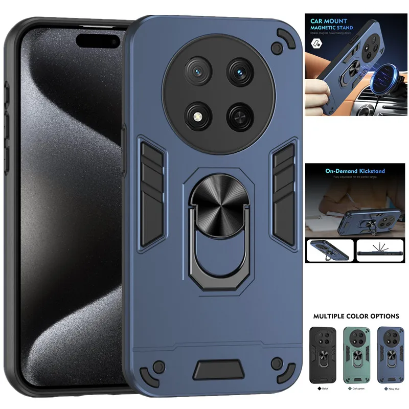 Honor Magic7 Pro: Military Armor Stoßfest Fall X9d X9c Schutzhülle Ring Ständer halter Funda Coque