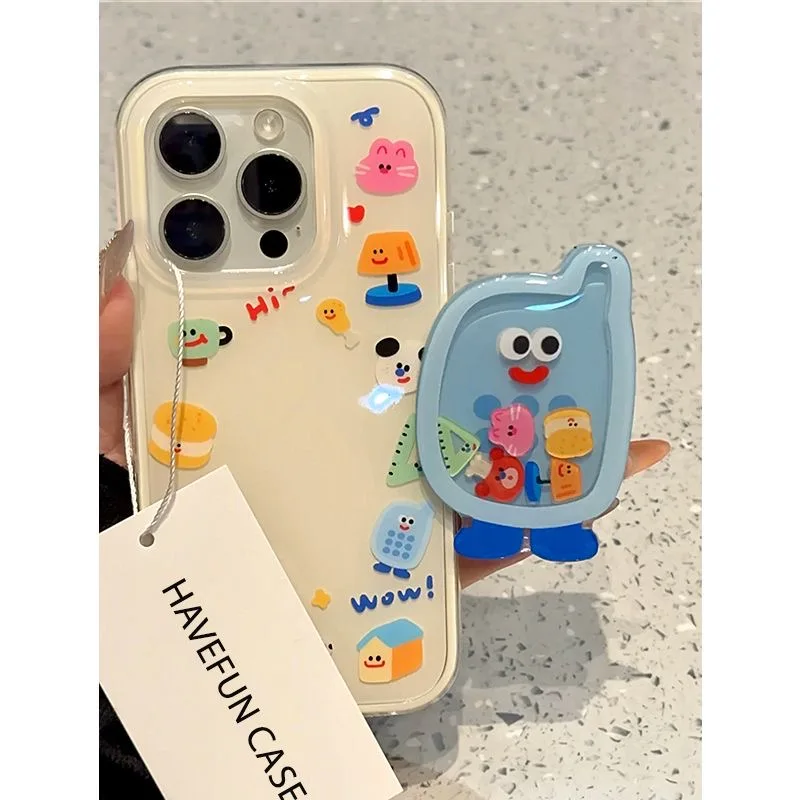 Cartoon Shakeable Grip Tok Halter Weiß Acryl Harte Telefon Fall – Bild 2