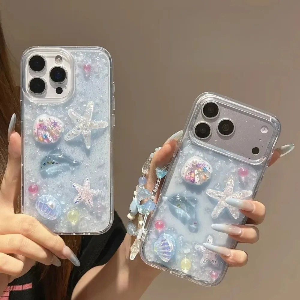 Glitzernde 3D Süße Handyhülle – Bling Seestern Stoßfeste Schutzhülle – Bild 6