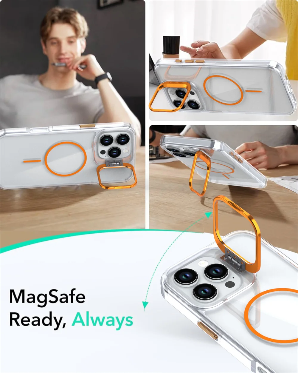 Für Magsafe Unsichtbare Objektiv Ständer Halter Telefon Fall klar Acryl Abdeckung – Bild 4