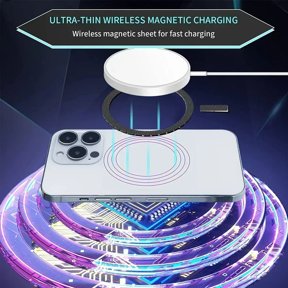 10/8/6/1PCS Starke Magnetische Ring Drahtlose Lade Magnet Kreis Aufkleber Metall Magnet Platte Blatt für Magsafe IPhone 15 14 13 – Bild 3