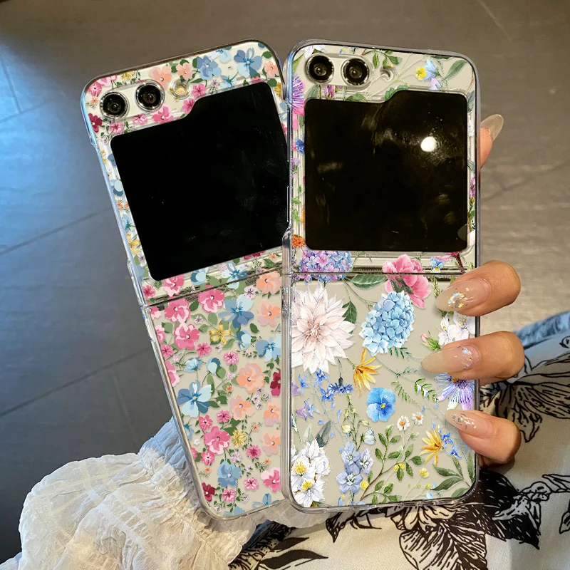 Luxuriöse Handyhülle mit Blumen- und Pflanzenmuster Flip7 Flip6, Hartschalen-Flip-Cover – Bild 3