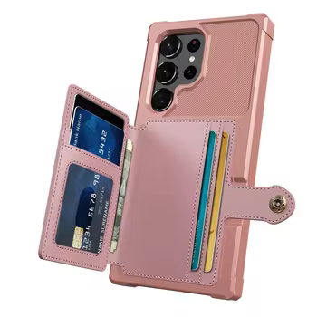 Galaxy S21 Ultra: Flip Wallet Case Funda Leder Kreditkarte Harte Rückseite stoßfeste Abdeckung