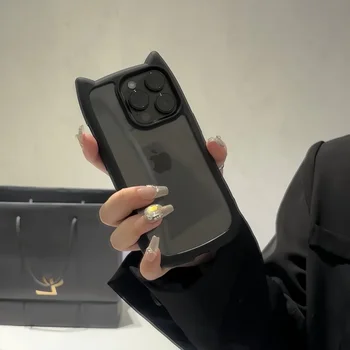 IPhone 16: Nette Katze Ohr Transparent Fall Für iPhone 17Air, stoßfest Acryl Zurück Abdeckung Silikon Kawaii