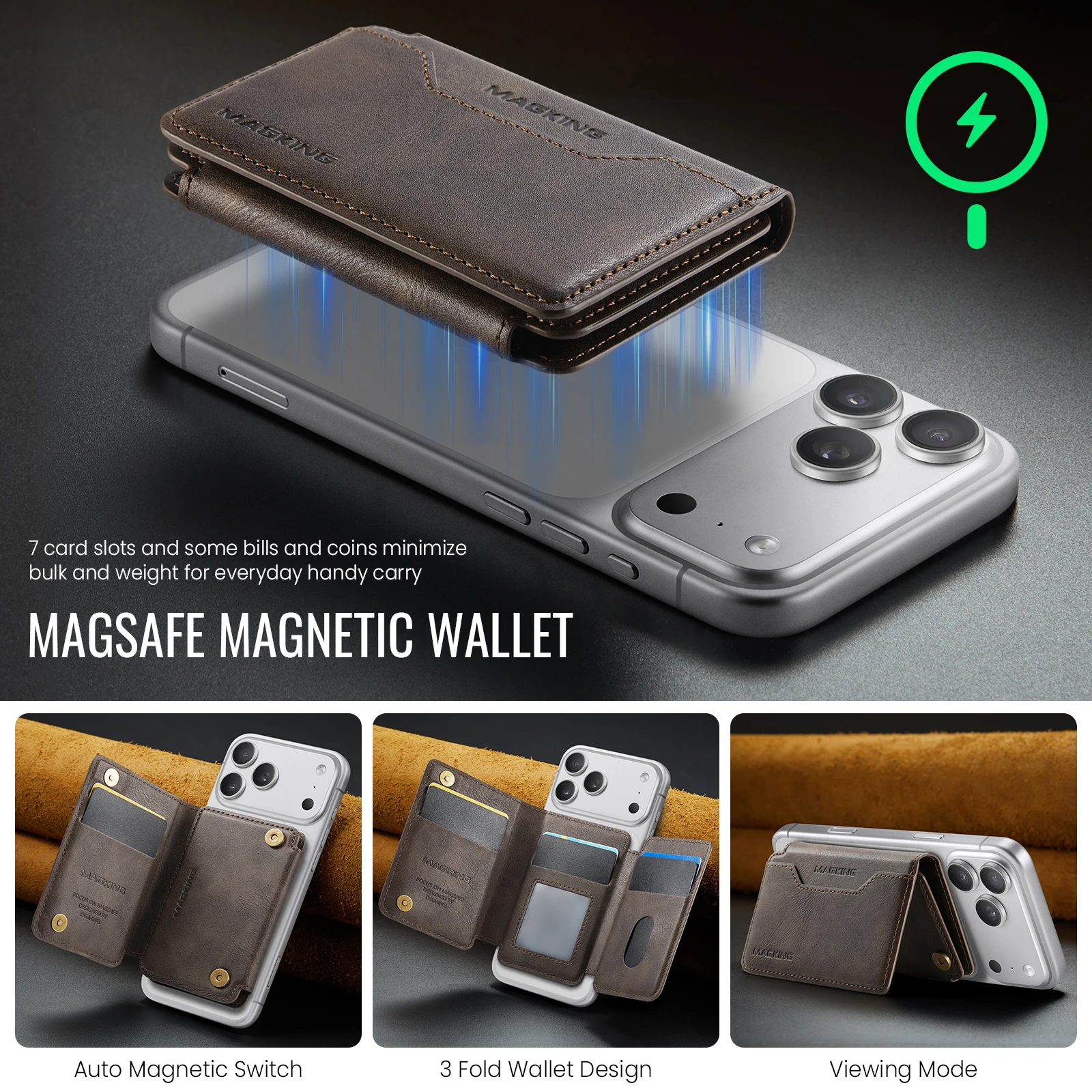 MagSafe Geldbörse RFID-Blockierung Magnetischer Kartenhalter – Bild 2