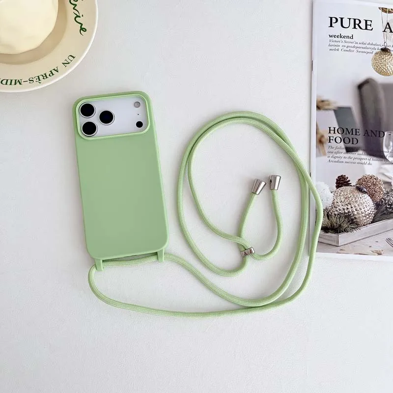 Luxus Strap Lanyard Telefon Fall Candy Farbe weiche Silikon TPU Abdeckung Shell – Bild 4