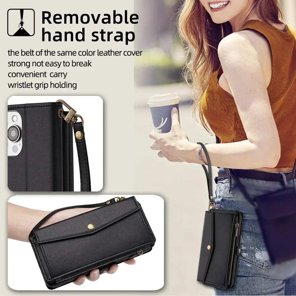 Handyhülle mit Lanyard 12S 13 13T Flip-Leder-Brieftasche mit Kartenfächern Lite 12X F6 Pro Halterung – Bild 4