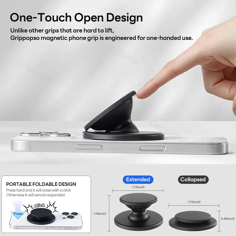Grippopso für MagSafe-Telefongriff mit integriertem Telefonständer, verstellbarer Ständer für Porträt oder Landschaft – Bild 3