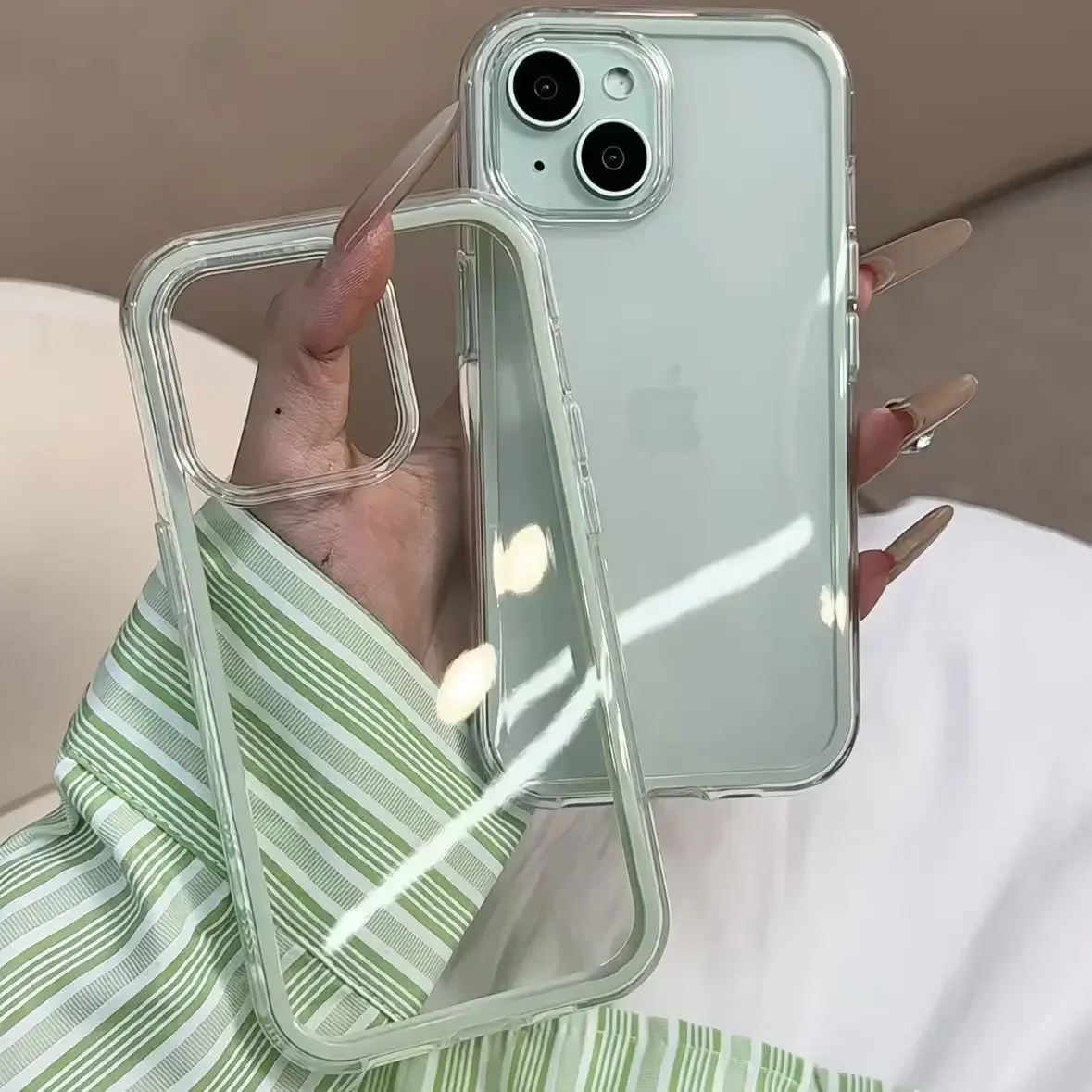 Luxuriöse Candy-Farben-Rahmen-Telefonhülle mit klarer Rückseite, stoßfeste Acryl-Stoßstangenabdeckung – Bild 5