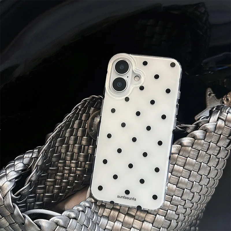 Ins schwarz-weiße gepunktete Handyhülle, geeignet Internet Celebrity Phone Case, sturzsicher – Bild 6