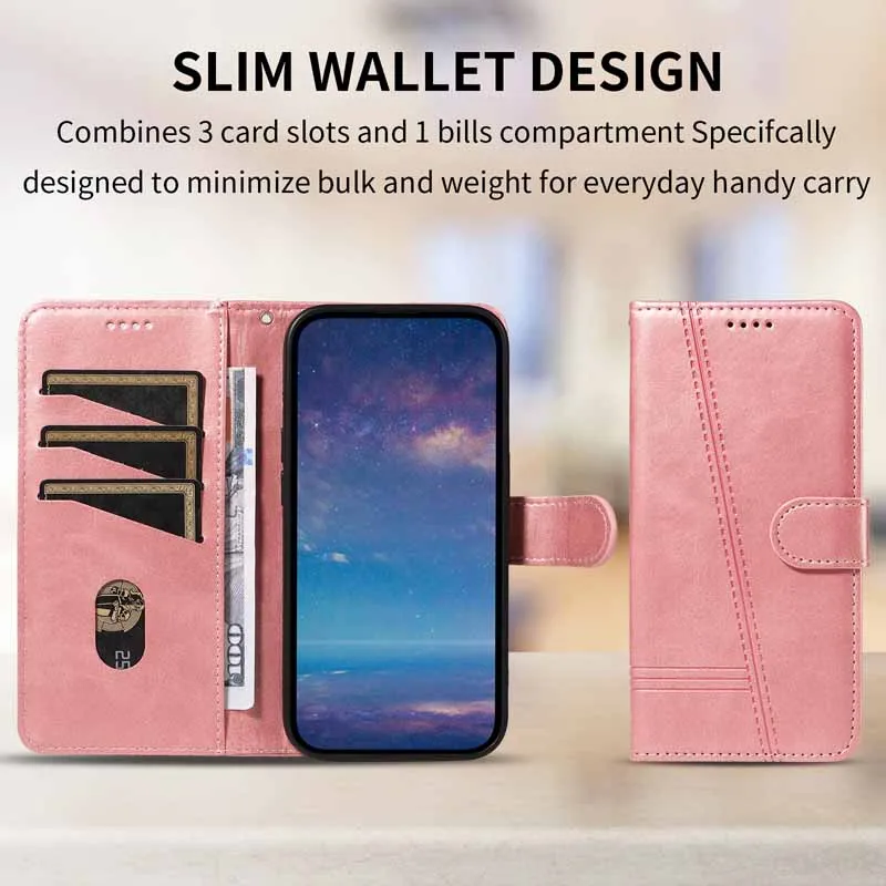 Flip Wallet Case Leder Kartenfächer Standbuch Telefonabdeckung – Bild 4