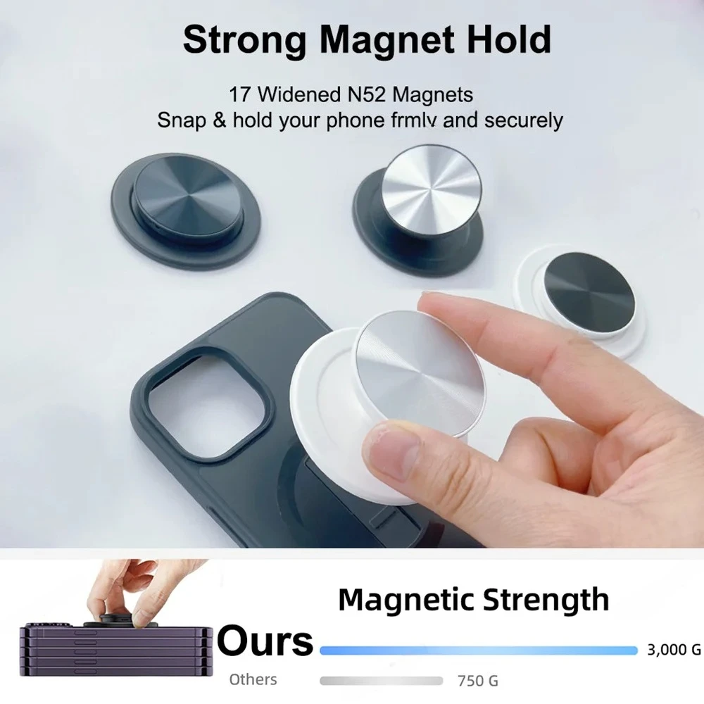 Magnetischer faltbarer Telefongriffhalter für Mount Socket Pocket für Magsafe N52, Magnetring-Finger-Erweiterungsständer – Bild 2