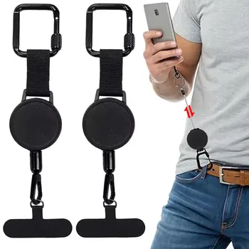 Einziehbarer Anti-Diebstahl-Telefonhalter, Smartphone-Sicherheits-Lanyard Stra mit Karabiner, Anti-Drop-Gurt