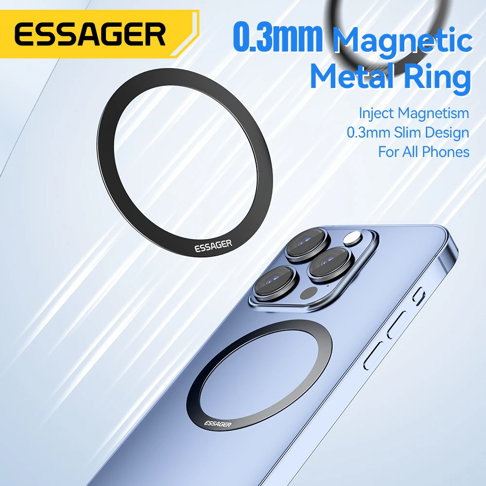 Essager 2 Stück magnetischer Metallring 0,3 mm Universalaufkleber für iPhone 15 14 Pro MagSafe Magnet für Samsung – Bild 2