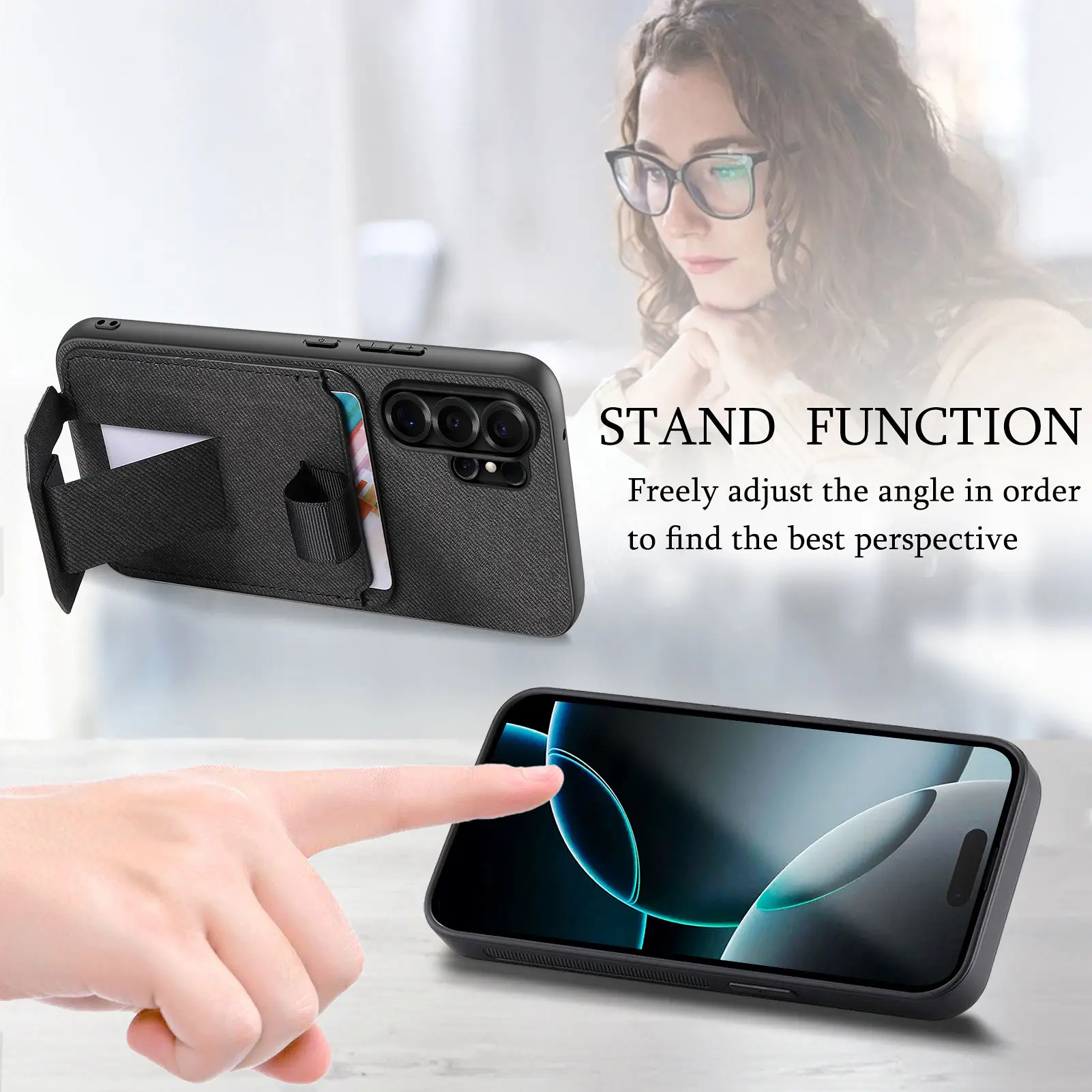 Finger Strap Telefon Fall Stoßfest Karte Halter Abdeckung – Bild 6