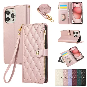 iPhone 17 Pro Max: Umhängetaschen-Handyhülle aus Leder mit Handgelenkschlaufe Ari, Brieftasche mit Kartenhalter.