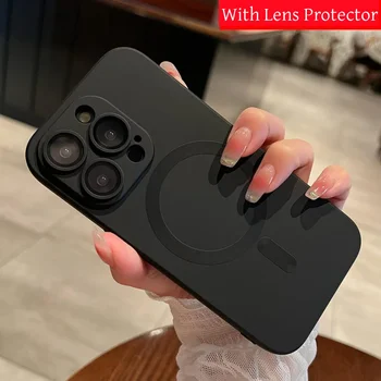 IPhone 14 Pro: Für Magsafe Magnetische Drahtlose Lade Fall Silikon Glas Objektiv schutz Abdeckung