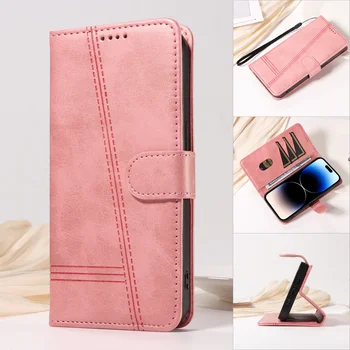 Xiaomi 15: Linie Ledertasche Lite Flip Wallet Magnetische Karte Abdeckung Funda