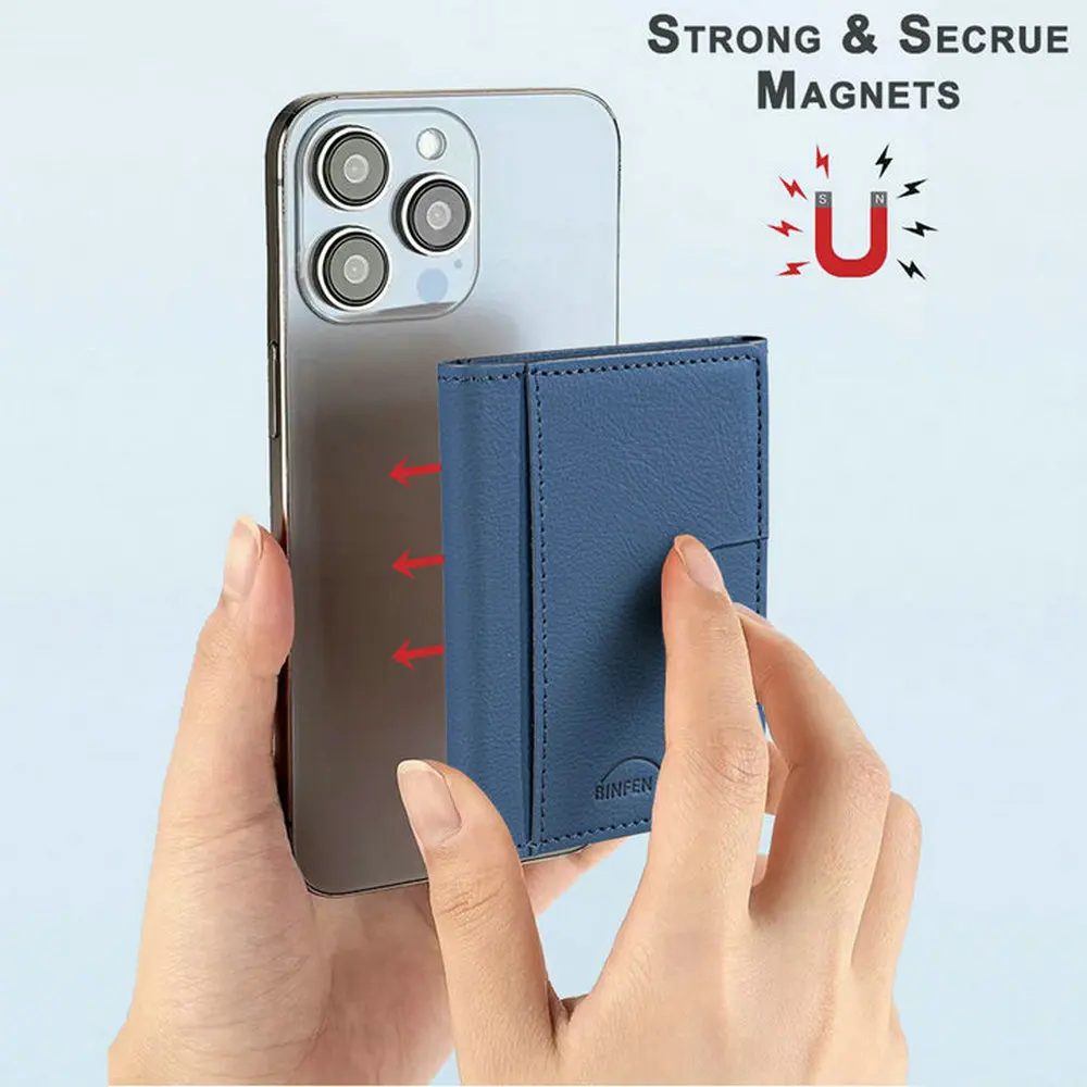 Magnetischer Kartenhalter aus Leder, geeignet für Magsafe-Funktion, Handyhülle, Brieftasche, Flip-Kartenfach, Ständer – Bild 2