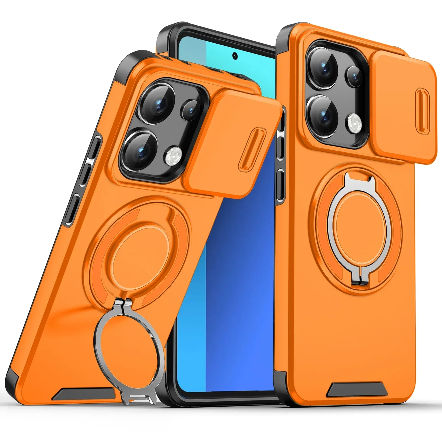 Redmi Note 13 Pro+ 5G: Stoßfeste magnetische Hülle Slide Kamera Objektiv Ring Ständer Schutzhülle Hülle