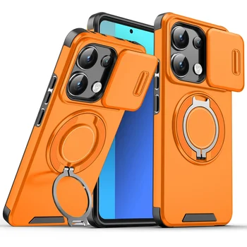 Redmi Note 13 Pro 5G: Stoßfeste magnetische Hülle Slide Kamera Objektiv Ring Ständer Schutzhülle Hülle