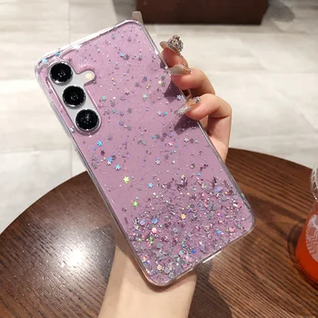 Galaxy A55: Glitzer Hülle Soft Epoxy Silikon Clearcover