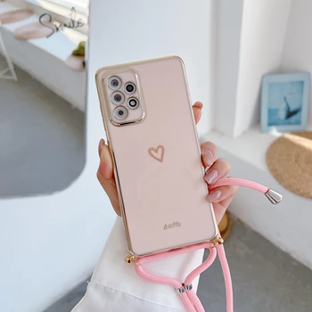 Galaxy S23+: Liebe Herz Crossbody Lanyard Strap Telefon Fall S10 S9 S8 Hinweis 10 20 Plus Ultra Fe Abdeckung