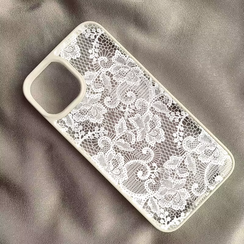 iPhone 12 Pro: Vintage Weiße Spitze Blumenmuster Handyhülle 17Air X XR XS 7 8 Plus SE 2022 Schutzhülle