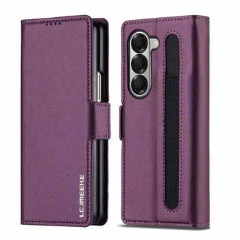 Galaxy Z Fold4: Premium-Leder-Handyhülle, Fold 6, Fold 5, Fold 4, 5G mit Stifthalter, Brieftasche, Flip-Telefonabdeckung